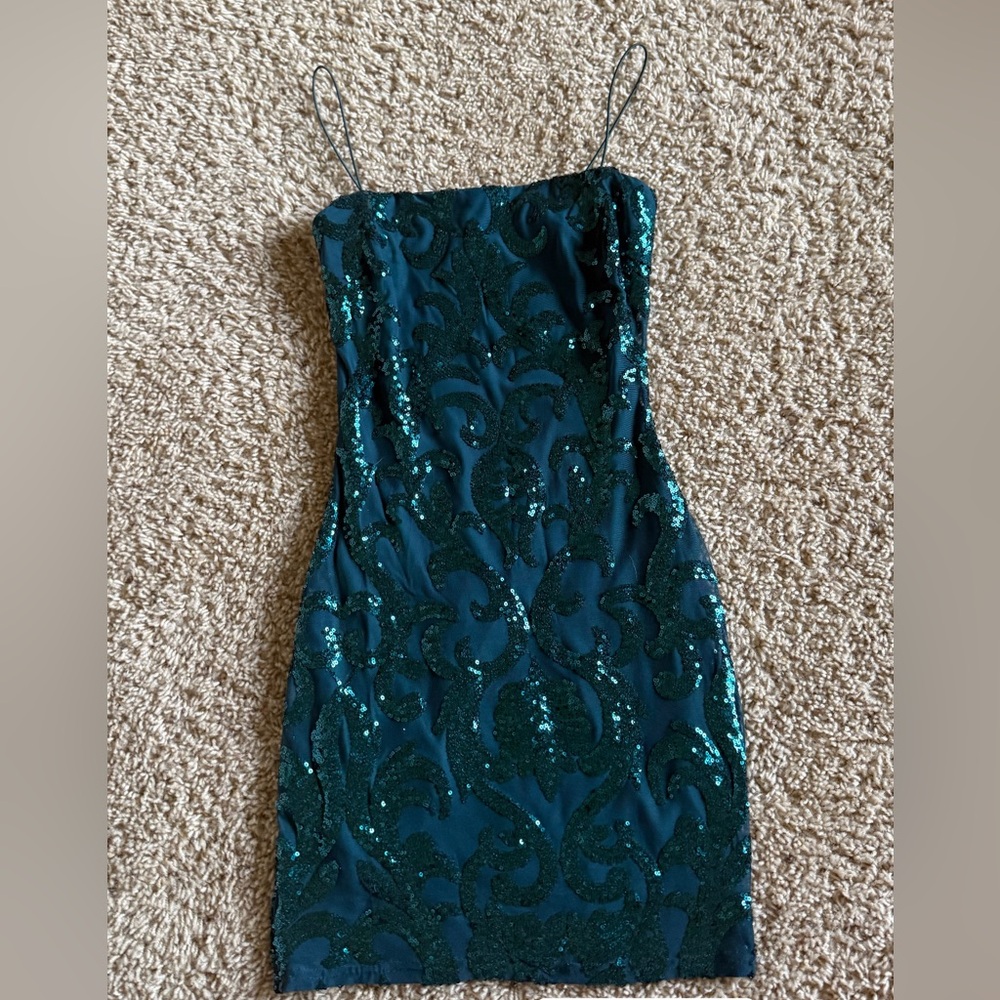 Windsor Teal Sequin Mini Dress